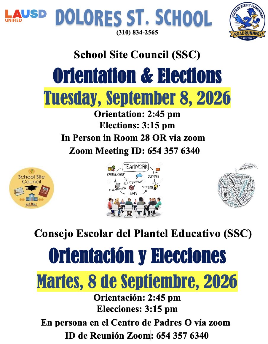 Flyer for School Site Council Orientation & Elections